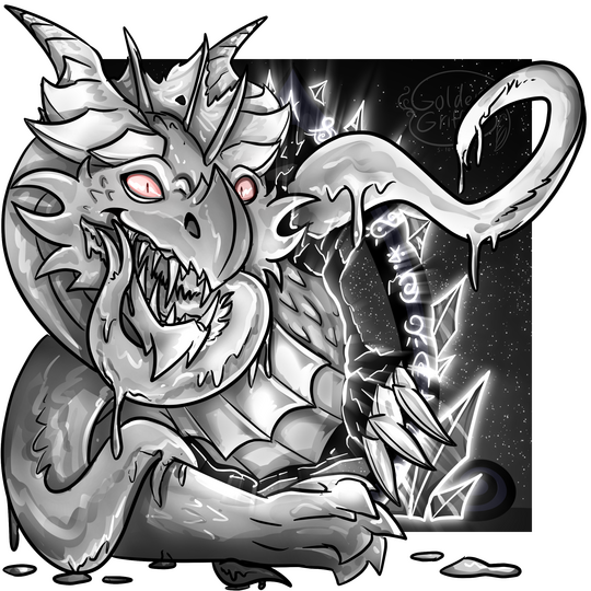 Dragon is now bursting through the portal, with slimey tongue and tentacles around, looking like he really wants to eat you.